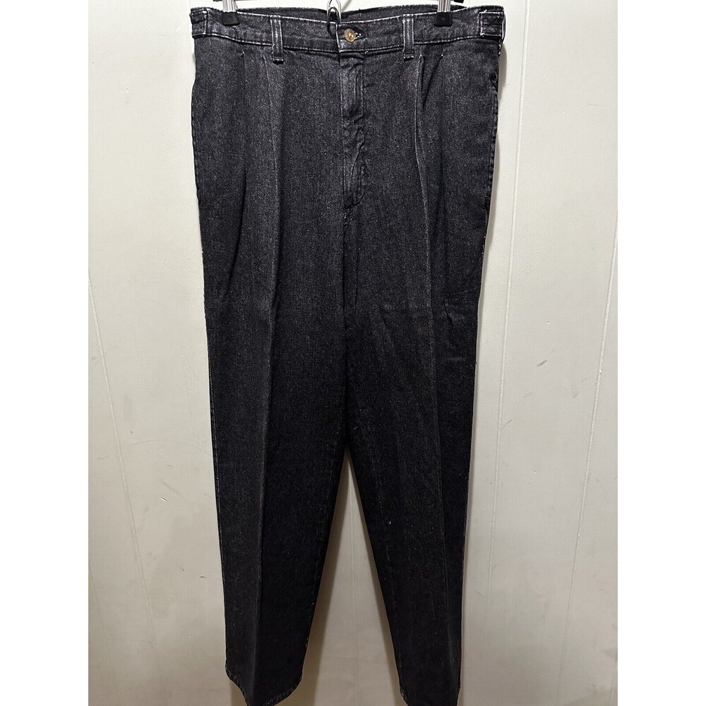 Savane Process 2000 Men's Black Pleated Casual Pants Classic Fit Size 33x31in